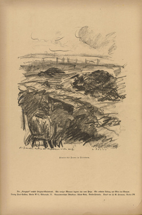 Waldemar Rösler. Artillery Shells Undigging the Dead (Die Granaten decken die Begrabenen wieder auf) (plate, p. 218) from the periodical Kriegszeit. Künstlerflugblätter, vol. 1, no. 54 (1 Oct 1915). 1915
