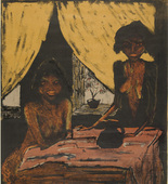 Otto Mueller. Two Gypsy Girls in Living Room (Zwei Zigeunermädchen im Wohnraum) from the portfolio Gypsies (Zigeuner). (1926-27, published 1927)