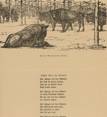 August Gaul. In the Bialowieza Forest  (In der Bjelowjesher Heide) (headpiece, p. 220) from the periodical Kriegszeit. Künstlerflugblätter, vol. 1, no. 55 (15 Oct 1915). 1915