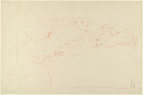 Gustav Klimt. Reclining Woman (Liegender Halbakt nach rechts). (1912-13)