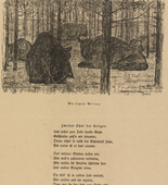 August Gaul. The Last Wisents (Die letzten Wisente) (headpiece, p. 221) from the periodical Kriegszeit. Künstlerflugblätter, vol. 1, no. 55 (15 Oct 1915). 1915