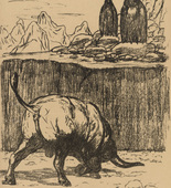 August Gaul. Cadorna Reports ... (Cadorna berichtet...) (plate, p. 222) from the periodical Kriegszeit. Künstlerflugblätter, vol. 1, no. 55 (15 Oct 1915). 1915