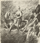 Edwin Scharff. Untitled (Advancing) (plate, [p. 29]) from the periodical  Zeit-Echo. Ein Kriegs-Tagebuch der Künstler, vol. 1, no. 3 (Oct 1914). 1914-1917