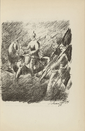 Edwin Scharff. Untitled (Advancing) (plate, [p. 29]) from the periodical  Zeit-Echo. Ein Kriegs-Tagebuch der Künstler, vol. 1, no. 3 (Oct 1914). 1914-1917