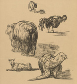 August Gaul. Bad Moods (Verstimmungen) (headpiece, p. 224) from the periodical Kriegszeit. Künstlerflugblätter, vol. 1, no. 56 (1 Nov 1915). 1915
