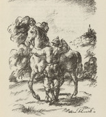 Werner Paul Schmidt. Untitled (Cavalryman Standing) (plate, [p. 33]) from the periodical  Zeit-Echo. Ein Kriegs-Tagebuch der Künstler, vol. 1, no. 3 (Oct 1914). 1914
