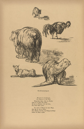 August Gaul. Bad Moods (Verstimmungen) (headpiece, p. 224) from the periodical Kriegszeit. Künstlerflugblätter, vol. 1, no. 56 (1 Nov 1915). 1915