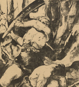 Willy Jaeckel. Serbian Destiny (Serbisches Schicksal) (plate, p. 225) from the periodical Kriegszeit. Künstlerflugblätter, vol. 1, no. 56 (1 Nov 1915). 1915