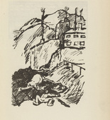 René Beeh. Untitled (Dead in front of Landscape) (plate, [p. 35]) from the periodical  Zeit-Echo. Ein Kriegs-Tagebuch der Künstler, vol. 1, no. 3 (Oct 1914). 1914