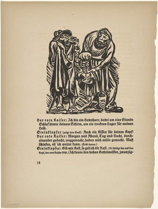 Ernst Barlach. Stonebreaker and the Red Kaiser (Steinklopfer und roter Kaiser) (in-text plate, page 14) from Der Findling (The Foundling). 1922 (executed 1921)