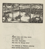 Max Unold. Untitled (Marching Columns) (headpiece, p. 36) from the periodical  Zeit-Echo. Ein Kriegs-Tagebuch der Künstler, vol. 1, no. 3 (Oct 1914). 1914