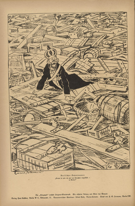 Carl Olof Petersen. Russian Hangover (Russischer Katzenjammer) (plate, p. 226) from the periodical Kriegszeit. Künstlerflugblätter, vol. 1, no. 56 (1 Nov 1915). 1915