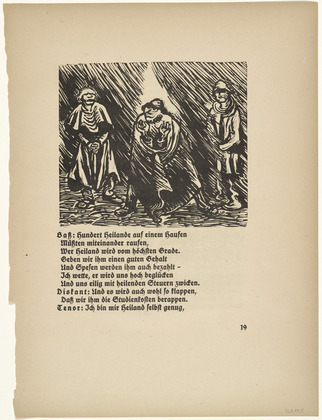 Ernst Barlach. Group of Three Figures: Bass, Soprano, Tenor (Gruppe aus drei Figuren: Baß, Diskant, Tenor)   (in-text plate, page 19) from Der Findling (The Foundling). 1922 (executed 1921)