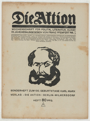 Katharina Heise (Karl Luis Heinrich-Salze), Otto Freundlich, Augusta von Zitzewitz. Die Aktion, vol. 8, no.  17/18. May 4, 1918