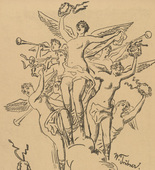 Wilhelm Trübner. Heroes, Accept the Wreath! (Nehmt, Helden, hin den Kranz) (in-text plate, p. 20) from the periodical Kriegszeit. Künstlerflugblätter, vol. 1, no. 5 (30 Sept 1914). 1914