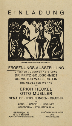 Erich Heckel. "Pantomime by W.S. Guttmann" ("Pantomime von W.S. Guttmann") (exhibition invitation). (1912, published 1921)