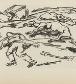 Maria Caspar-Filser. Untitled (Fallen Warrior) (plate, [p. 3]) from the periodical Zeit-Echo. Ein Kriegs-Tagebuch der Künstler, vol. 1, no. 1 (Aug 1914). 1914