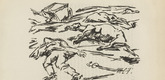 Maria Caspar-Filser. Untitled (Fallen Warrior) (plate, [p. 3]) from the periodical Zeit-Echo. Ein Kriegs-Tagebuch der Künstler, vol. 1, no. 1 (Aug 1914). 1914