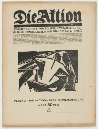 Stanislaw Kubicki, A. Krapp, Franz Wilhelm Seiwert, Karl Schmidt-Rottluff, Otto Freundlich. Die Aktion, vol. 8, no. 25/26. June 29, 1918