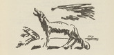 Alfred Heinrich Pellegrini. Untitled (Howling Wolf) (tailpiece, p. 55) from the periodical  Zeit-Echo. Ein Kriegs-Tagebuch der Künstler, vol. 1, no. 4 (Nov 1914). 1914