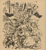 Erich Büttner. Southeastern Theatre of Battle in Berlin (Südöstlicher Kriegsschauplatz in Berlin) (headpiece, p. 233) from the periodical Kriegszeit. Künstlerflugblätter, vol. 1, no. 58 (Dec 1915). 1915