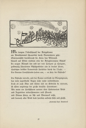 Max Unold. Untitled (Sentry) (headpiece, p. 57) from the periodical  Zeit-Echo. Ein Kriegs-Tagebuch der Künstler, vol. 1, no. 5 (Dec 1914). 1914