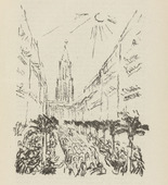 Karl Caspar. Untitled (March upon a City) (plate, [p. 61]) from the periodical  Zeit-Echo. Ein Kriegs-Tagebuch der Künstler, vol. 1, no. 5 (Dec 1914). 1914
