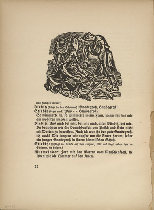 Ernst Barlach. Cripple and One-legged Man: Diebitz and Stiebitz (Lahmer und Einbein: Diebitz und Stiebitz) (in-text plate, page 22) from Der Findling (The Foundling). 1922 (executed 1921)