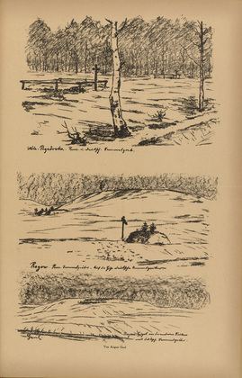 August Gaul. Soldiers' Graves in Poland (Soldatengräber in Polen) (plate, p. 237) from the periodical Kriegszeit. Künstlerflugblätter, vol. 1, no. 59 (Dec 1915). 1915