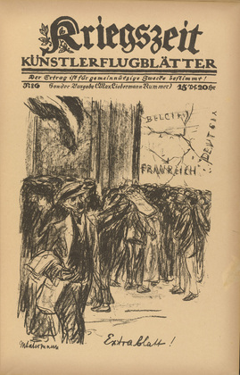 Max Liebermann. Extra, Extra! (Extrablatt) (in-text plate, p. 21) from the periodical Kriegszeit. Künstlerflugblätter, vol. 1, no. 6 (30 Sept 1914). 1914