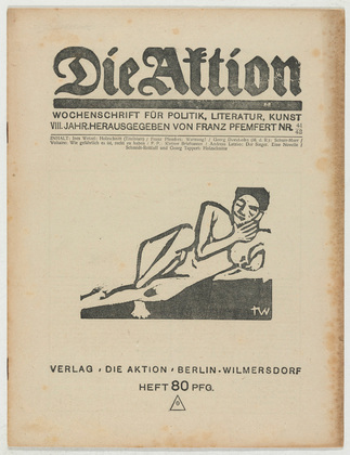 Ines Wetzel, Karl Schmidt-Rottluff, Georg Tappert. Die Aktion, vol. 8, no. 41/42. October 19, 1918