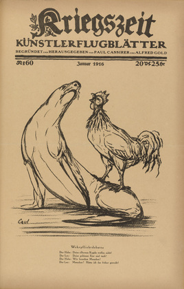 August Gaul. Compulsory Military Service Debate (Wehrpflichtdebatte) (in-text plate, p. 239) from the periodical Kriegszeit. Künstlerflugblätter, vol. 1, no. 60 (Jan 1916). 1916