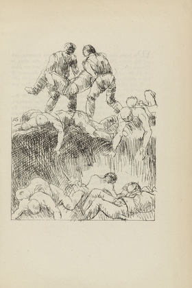 Adolf Ferdinand Schinnerer. Untitled (Rescue of a Wounded Man) (plate, [p. 5]) from the periodical Zeit-Echo. Ein Kriegs-Tagebuch der Künstler, vol. 1, no. 1 (Aug 1914). 1914
