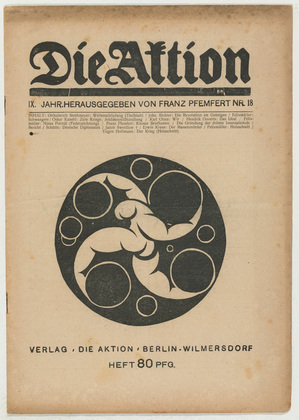Ottheinrich Strohmeyer, Conrad Felixmüller, Eugen Hoffmann. Die Aktion, vol. 9, no. 18. May 10, 1919