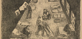 József Arpád Murmann. Experiences of a Civilian Prisoner in France: Accommodation (Erlebnisse eines Kriegsgefangenen in Frankreich: Unterkunft) (headpiece, p. 245) from the periodical Kriegszeit. Künstlerflugblätter, vol. 1, no. 61 (Jan 1916). 1916