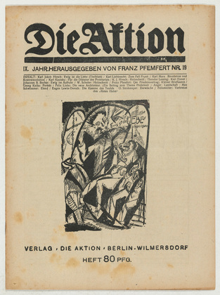 Karl Jacob Hirsch, Wilhelm Schuler, E. Anger, Conrad Felixmüller. Die Aktion, vol. 9, no. 19. May 17, 1919