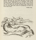 Edwin Scharff. Untitled (Fallen Rider) (tailpiece, p. 123) from the periodical  Zeit-Echo. Ein Kriegs-Tagebuch der Künstler, vol. 1, no. 9 (Feb 1915). 1915