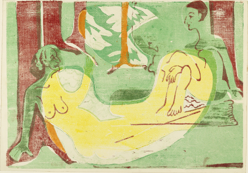 Ernst Ludwig Kirchner. Three Nudes in the Forest [counterproof]  (Drei Akte im Walde) [Umdruck]. (1933)
