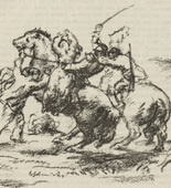Werner Paul Schmidt. Untitled (Cavalry Battle) (plate, [p. 7]) from the periodical  Zeit-Echo. Ein Kriegs-Tagebuch der Künstler, vol. 1, no. 1 (Aug 1914). 1914