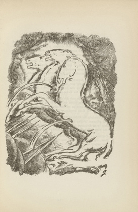 Willi Geiger. Untitled (Three Wounded Horses Rearing) (plate, [p. 129]) from the periodical  Zeit-Echo. Ein Kriegs-Tagebuch der Künstler, vol. 1, no. 9 (Feb 1915). 1915