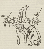 Richard Seewald. Untitled (Rider Mounting Horse) (plate, [p. 131]) from the periodical  Zeit-Echo. Ein Kriegs-Tagebuch der Künstler, vol. 1, no. 9 (Feb 1915). 1915
