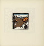 Vasily Kandinsky. Landscape with Figures and Crucifix (Landschaft mit Figuren und Kruzifix) (plate, folio 49) from Klänge (Sounds). (1913)