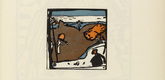 Vasily Kandinsky. Landscape with Figures and Crucifix (Landschaft mit Figuren und Kruzifix) (plate, folio 49) from Klänge (Sounds). (1913)