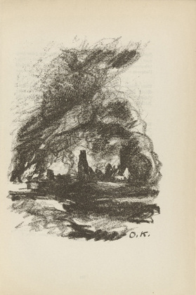 Otto Kopp. Untitled (Burning Village) (plate, [p. 135]) from the periodical  Zeit-Echo. Ein Kriegs-Tagebuch der Künstler, vol. 1, no. 9 (Feb 1915). 1915