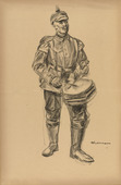 Max Liebermann. Infantry Drummer (Trommelnder Infantrist) (plate, p. 252) from the periodical Kriegszeit. Künstlerflugblätter, vol. 1, no. 63 (Feb 1916). 1916