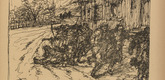 Otto Hamel. Fleeing (Auf der Flucht) (headpiece, p. 253) from the periodical Kriegszeit. Künstlerflugblätter, vol. 1, no. 63 (Feb 1916). 1916