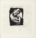 Vasily Kandinsky. Landscape with Upright White Figure (Landschaft mit aufrechter weisser Figur) (plate, folio 51) from Klänge (Sounds). (1913)