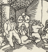 Max Unold. Untitled (Seeking Refuge in Basement) (plate, [p. 153]) from the periodical  Zeit-Echo. Ein Kriegs-Tagebuch der Künstler, vol. 1, no. 11 (Mar 1915). 1915
