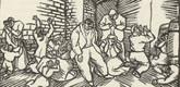 Max Unold. Untitled (Seeking Refuge in Basement) (plate, [p. 153]) from the periodical  Zeit-Echo. Ein Kriegs-Tagebuch der Künstler, vol. 1, no. 11 (Mar 1915). 1915