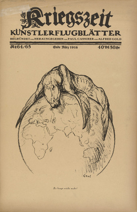 August Gaul. It's No Longer Enough! (Es langt nicht mehr) (in-text plate, p. 255) from the periodical Kriegszeit. Künstlerflugblätter, vol. 1, no. 64/65 (March 1916). 1916